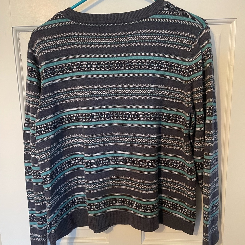 Croft and Barrow Winter V Neck  Striped Sweater - Picture 4 of 4